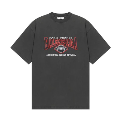 (Women) Balenciaga FW22 Oversized Distressed Logo Tee Black 641655TMVA91000