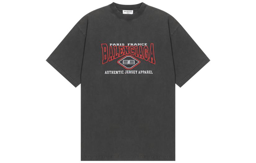 (Women) Balenciaga FW22  Oversized Distressed Logo Tee Black 641655TMVA91000 圖 2