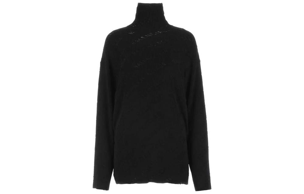 (Women) Balenciaga FW22  Oversized Logo Print Turtleneck Sweatshirt Black 719056T51881000 圖 3