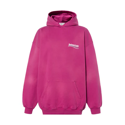 (Women) Balenciaga FW22 Oversized Pink Hoodie with Logo Print. 578135TKVI95282