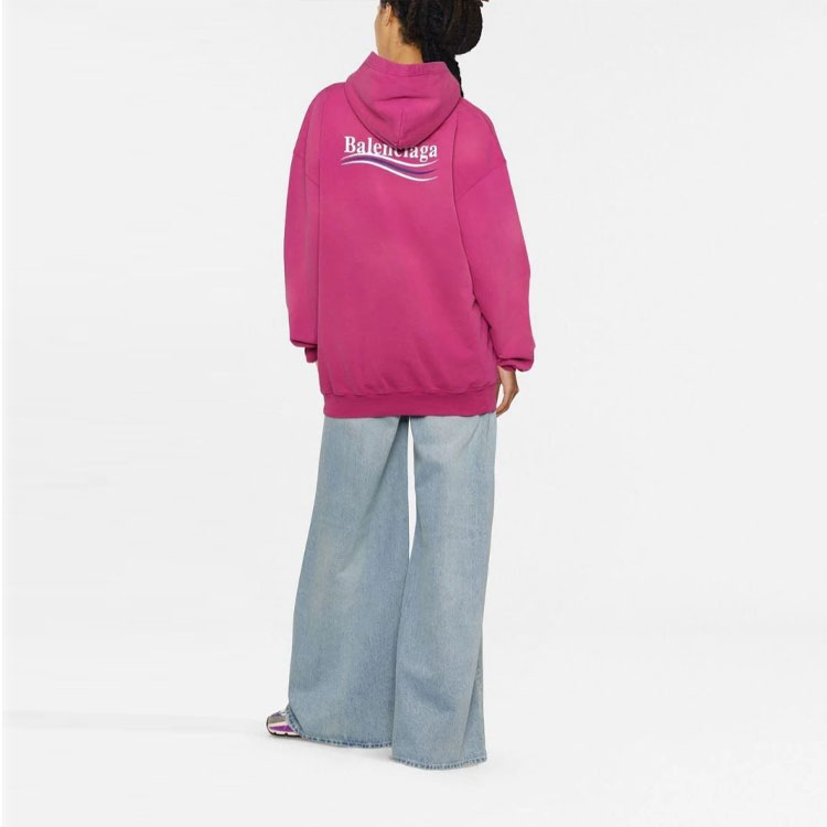 (Women) Balenciaga FW22  Oversized Pink Hoodie with Logo Print. 578135TKVI95282 圖 4