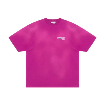 (Women) Balenciaga FW22 Pink Purple Oversized Logo Print Relaxed Fit T-Shirt. 641655TKVJ15282