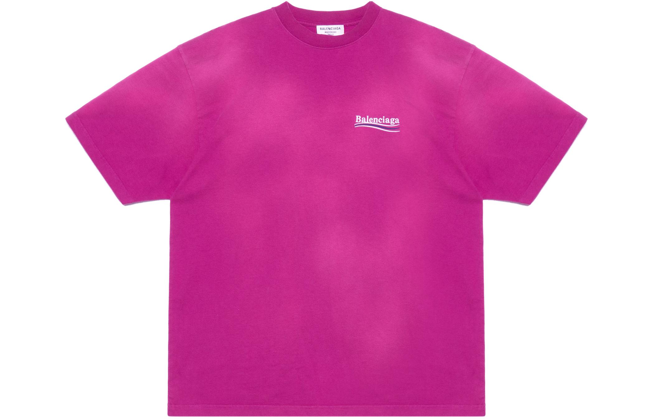 (Women) Balenciaga FW22  Pink Purple Oversized Logo Print Relaxed Fit T-Shirt. 641655TKVJ15282 圖 2