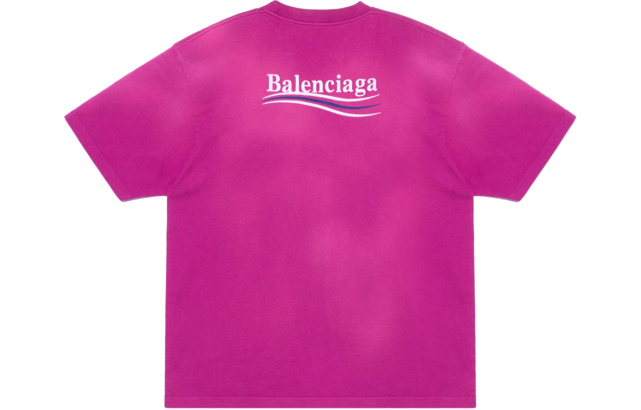 (Women) Balenciaga FW22  Pink Purple Oversized Logo Print Relaxed Fit T-Shirt. 641655TKVJ15282 圖 3