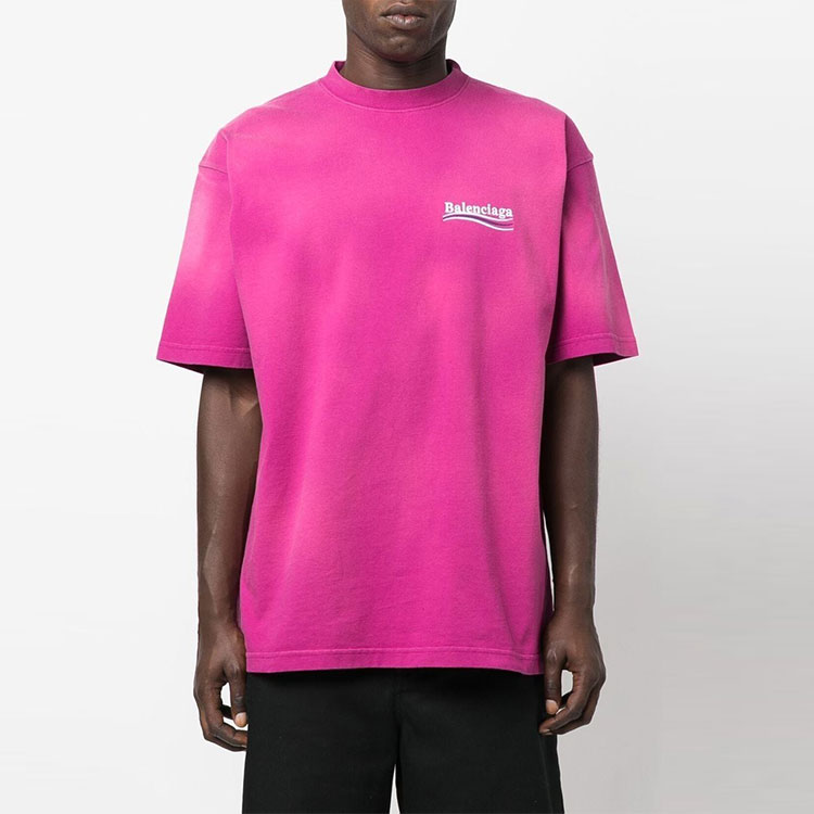 (Women) Balenciaga FW22  Pink Purple Oversized Logo Print Relaxed Fit T-Shirt. 641655TKVJ15282 圖 4