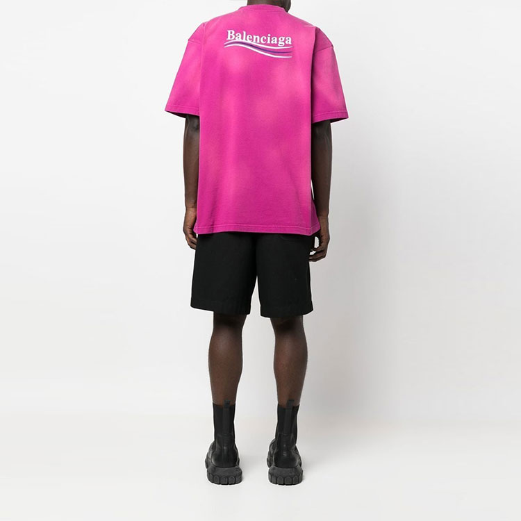 (Women) Balenciaga FW22  Pink Purple Oversized Logo Print Relaxed Fit T-Shirt. 641655TKVJ15282 圖 5