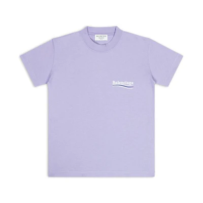 (Women) Balenciaga FW22 Purple Letter Print Crewneck T-Shirt. 612964TKVJ13072