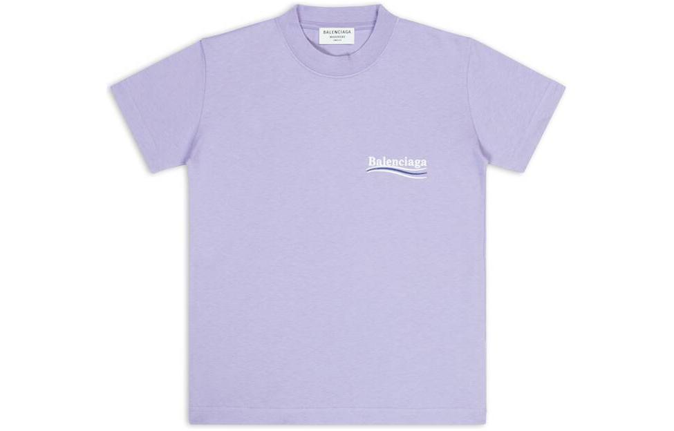 (Women) Balenciaga FW22  Purple Letter Print Crewneck T-Shirt. 612964TKVJ13072 圖 2