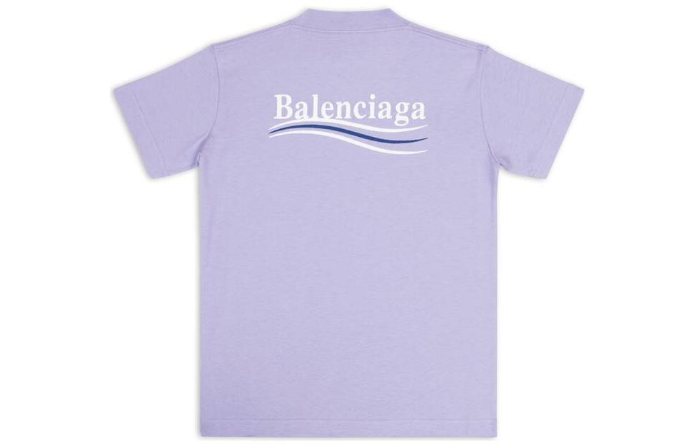 (Women) Balenciaga FW22  Purple Letter Print Crewneck T-Shirt. 612964TKVJ13072 圖 3