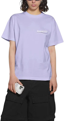 (Women) Balenciaga FW22 Purple Letter Print Crewneck T-Shirt. 612964TKVJ13072 Purchase (Women) Balenciaga FW22 Purple Letter Print Crewneck T-Shirt. 612964TKVJ13072