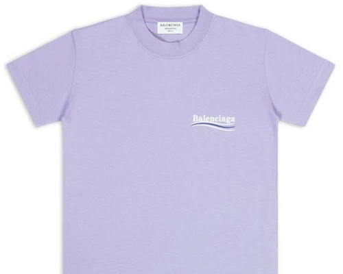 (Women) Balenciaga FW22 Purple Letter Print Crewneck T-Shirt. 612964TKVJ13072 Details for (Women) Balenciaga FW22 Purple Letter Print Crewneck T-Shirt. 612964TKVJ13072