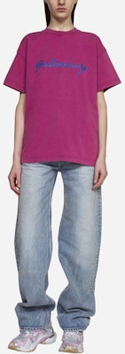 (W) 巴黎世家FW22紫红色logo印花宽松版T恤 612965TMVB45079 Lookbook (W) 巴黎世家FW22紫红色logo印花宽松版T恤 612965TMVB45079