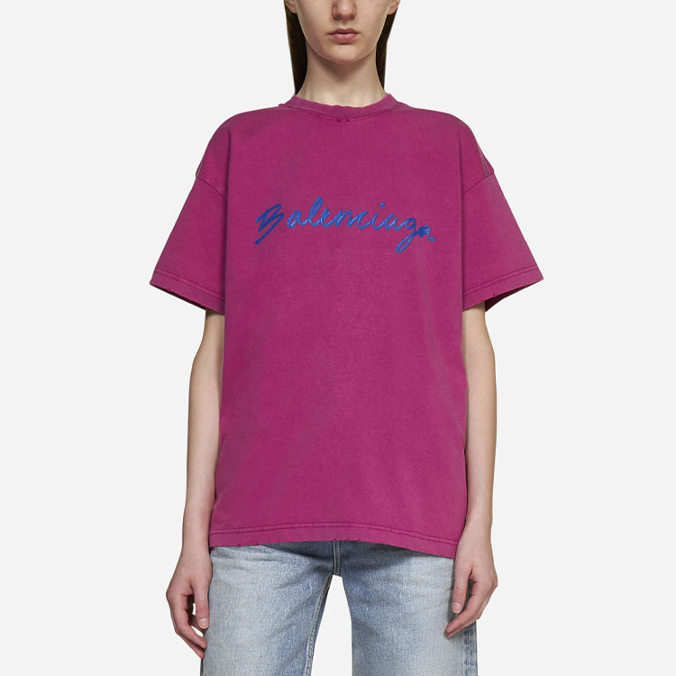 Purchase (W) 巴黎世家FW22紫红色logo印花宽松版T恤 612965TMVB45079
