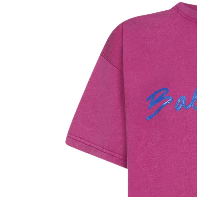 Details for (W) 巴黎世家FW22紫红色logo印花宽松版T恤 612965TMVB45079