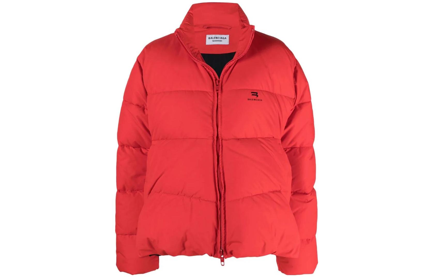 (Women) Balenciaga FW22  Red Solid Color Zip-Up Jacket Regular Fit. 675212TGO116010