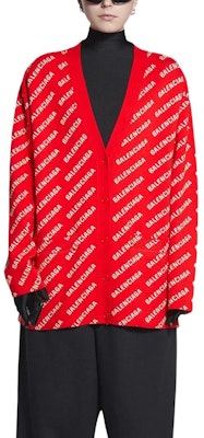 (W) 巴黎世家 FW22 红色羊毛V领Logo针织开衫. 699850T32336090 Lookbook (W) 巴黎世家 FW22 红色羊毛V领Logo针织开衫. 699850T32336090