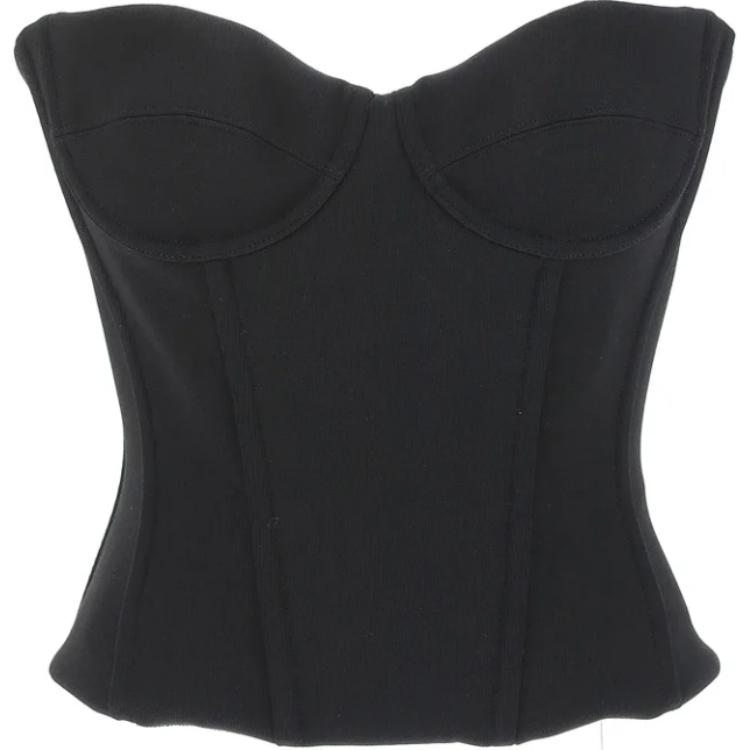 (Women) Balenciaga FW22  Slim Fit Black Strapless Casual Tube Top. 725065TNV031000