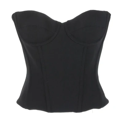 (Women) Balenciaga FW22 Slim Fit Black Strapless Casual Tube Top. 725065TNV031000