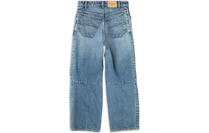 Lookbook (W) 발렌시아가 FW22 워시드 와이드 핏 청바지 라이트 블루 릴랙스드 핏. 719377TNW014268