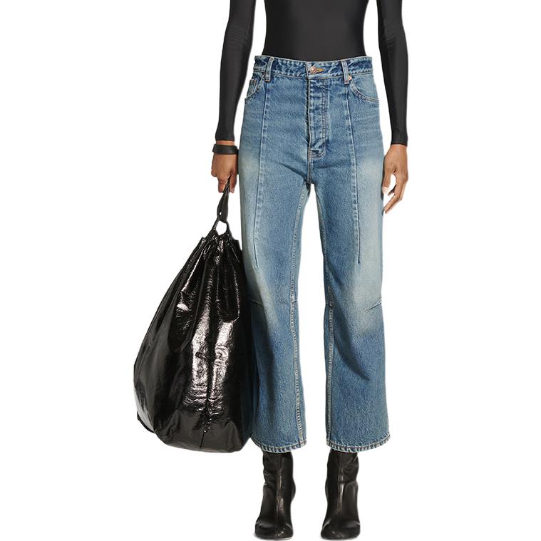 Purchase (W) 발렌시아가 FW22 워시드 와이드 핏 청바지 라이트 블루 릴랙스드 핏. 719377TNW014268