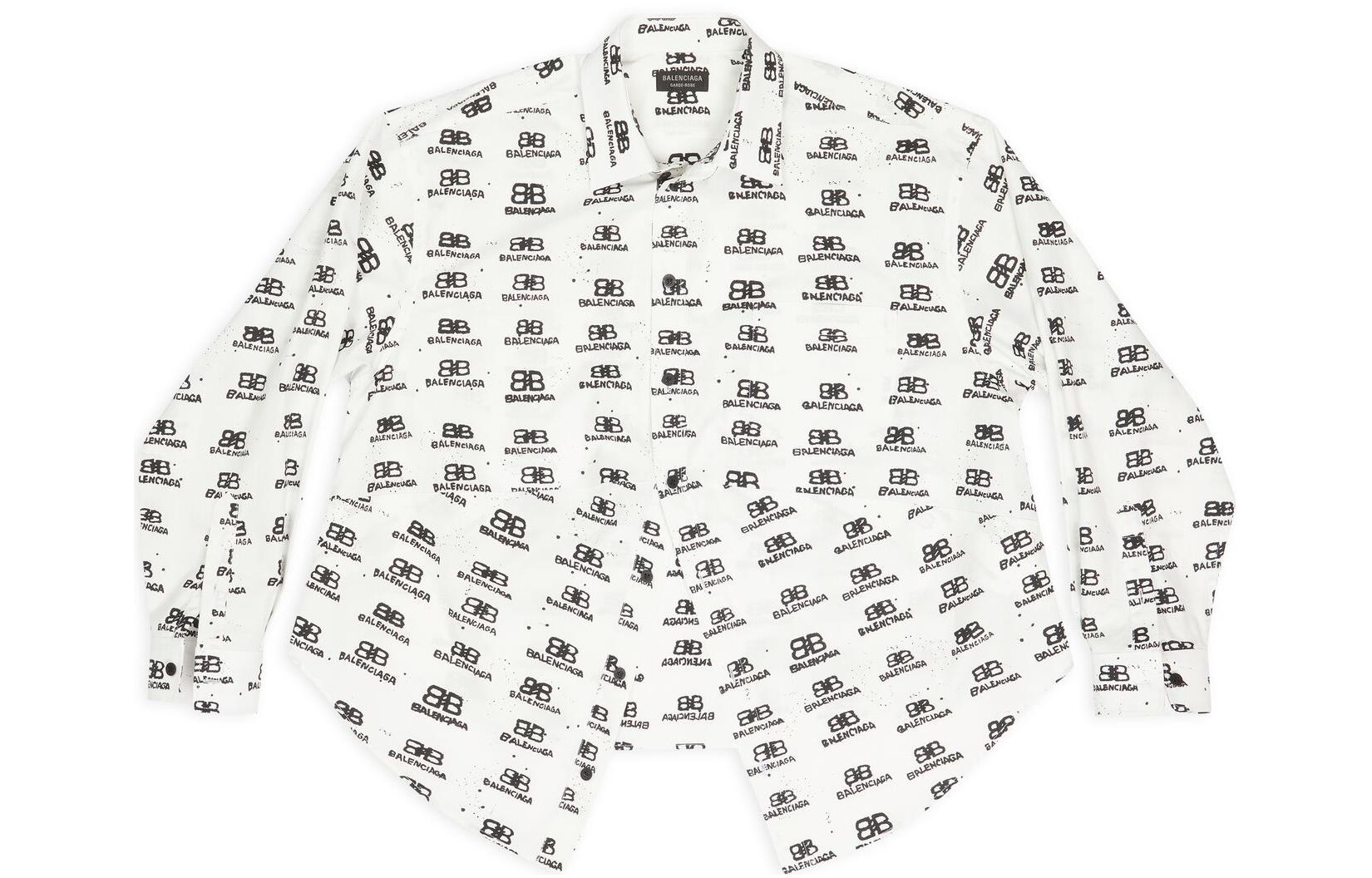 (Women) Balenciaga FW22  White Logo Print Loose Fit Long Sleeve Shirt. 725390TNL899040 圖 2