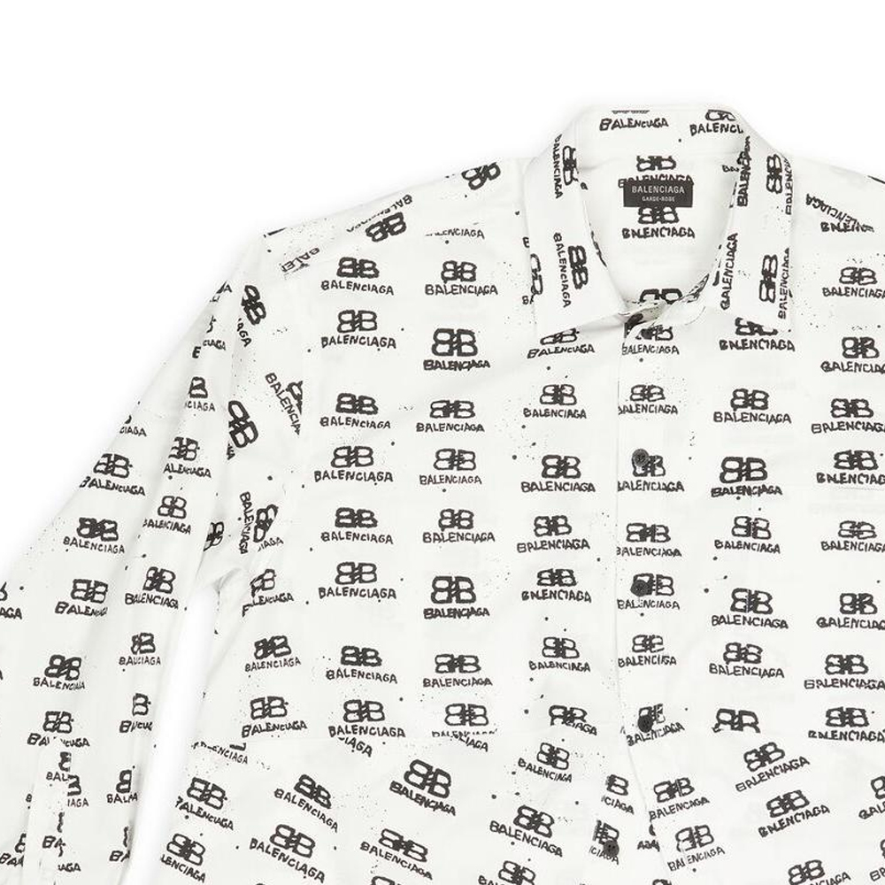 (Women) Balenciaga FW22  White Logo Print Loose Fit Long Sleeve Shirt. 725390TNL899040 圖 7