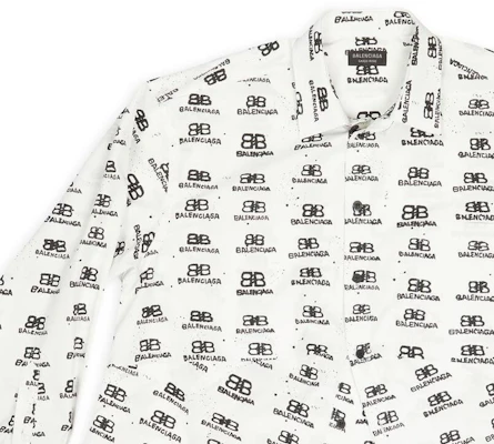 (W) Balenciaga FW22 Camisa Blanca Logo Estampado Manga Larga Fit Holgado. 725390TNL899040 Sizing (W) Balenciaga FW22 Camisa Blanca Logo Estampado Manga Larga Fit Holgado. 725390TNL899040