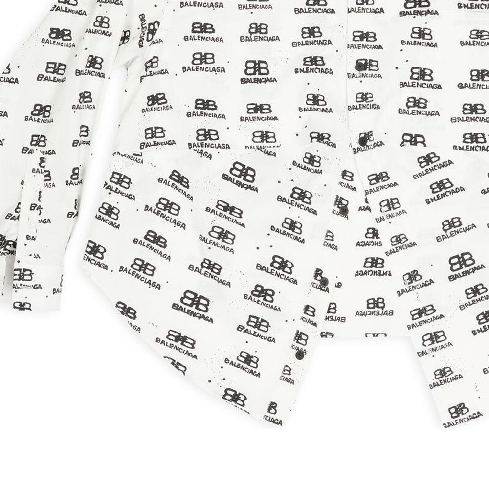 (Women) Balenciaga FW22  White Logo Print Loose Fit Long Sleeve Shirt. 725390TNL899040 圖 8