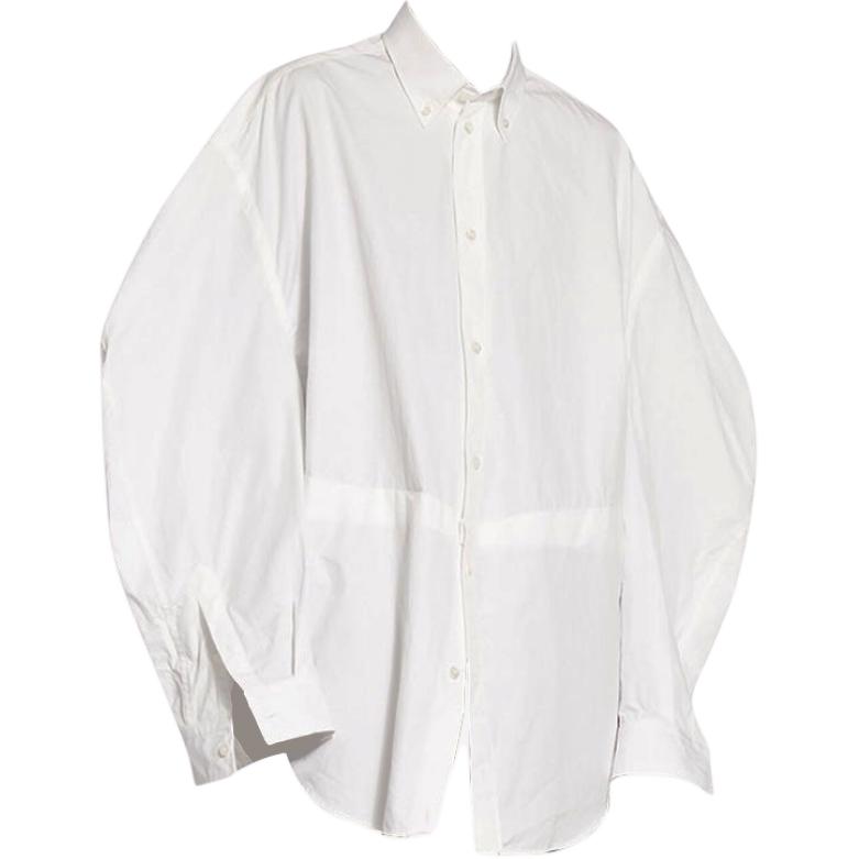 (Women) Balenciaga FW22  White Oversized Button-Up Long Sleeve Shirt. 704461TYB189000