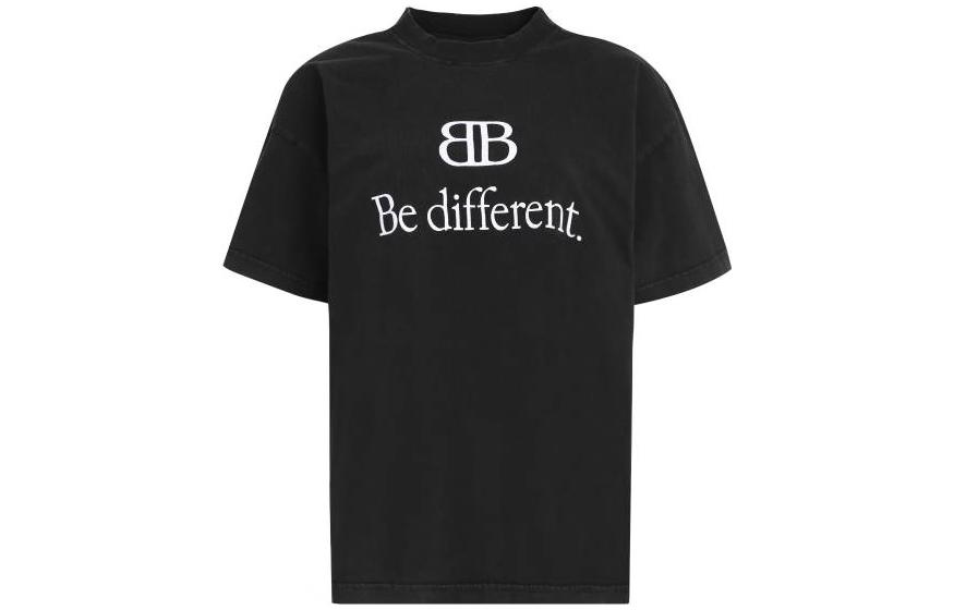 (Women) Balenciaga FW22 Be Different 2B Logo Print Black Crewneck T-Shirt . 612965TNVU91070 圖 2