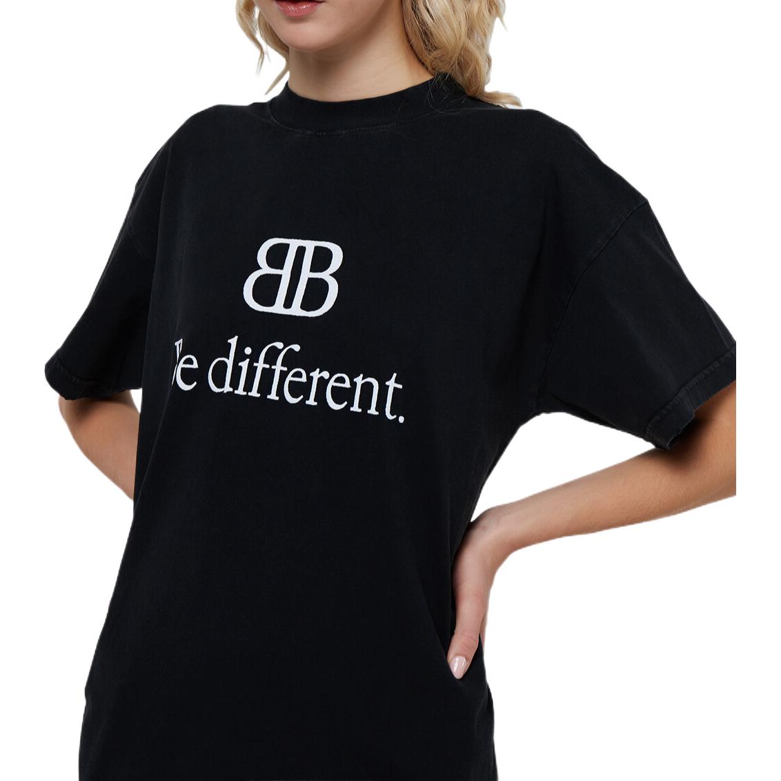 (Women) Balenciaga FW22 Be Different 2B Logo Print Black Crewneck T-Shirt . 612965TNVU91070 圖 6