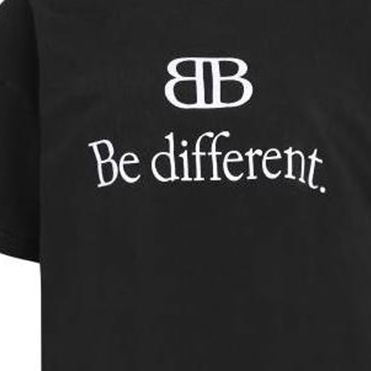 (Women) Balenciaga FW22 Be Different 2B Logo Print Black Crewneck T-Shirt . 612965TNVU91070 圖 7