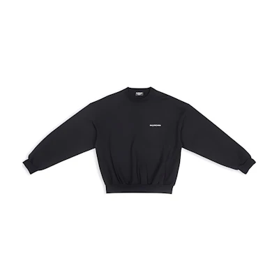 (Women) Balenciaga FW22 Black Logo Print Oversized Crewneck Long Sleeve Sweatshirt 697869TMVF50107