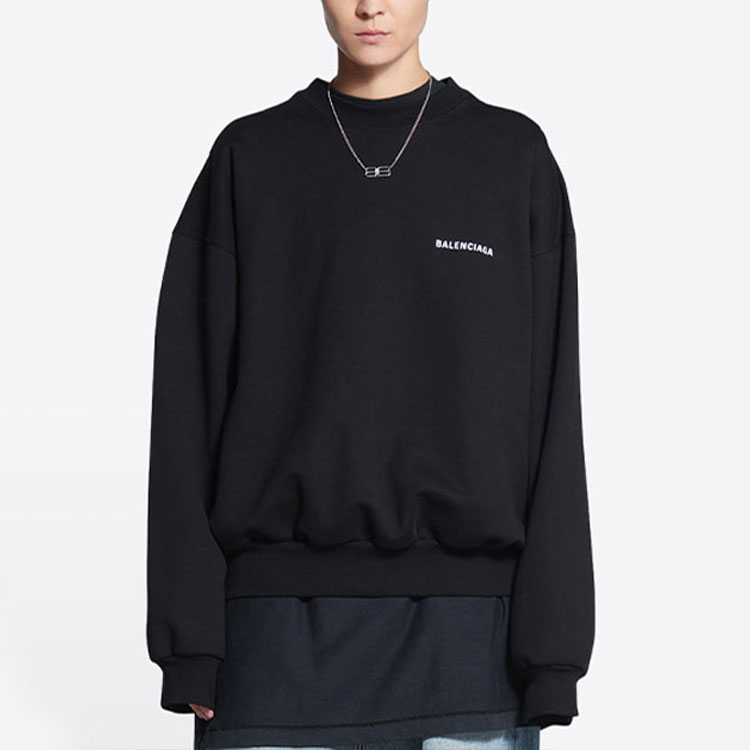 Purchase (W) Balenciaga FW22 黑色Logo印花寬鬆長袖圓領衫 697869TMVF50107
