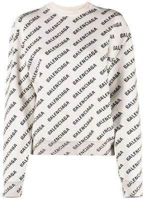 (W) Balenciaga FW22 拼接撞色Logo寬鬆針織毛衣 米白色。 704428T32339054 Order (W) Balenciaga FW22 拼接撞色Logo寬鬆針織毛衣 米白色。 704428T32339054