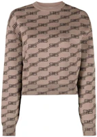 Order (W) Balenciaga FW22 Jersey Marrón Cuello Redondo con Doble Estampado B. 704553T32539378