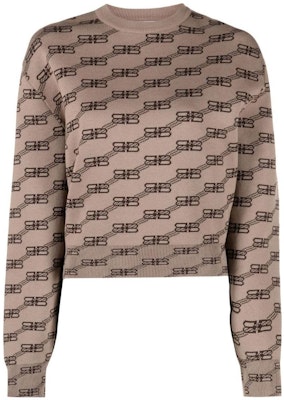 (W) 巴黎世家 FW22 雙B印花棕色圓領毛衣 704553T32539378 Order (W) 巴黎世家 FW22 雙B印花棕色圓領毛衣 704553T32539378