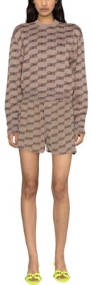 (W) 巴黎世家 FW22 雙B印花棕色圓領毛衣 704553T32539378 Lookbook (W) 巴黎世家 FW22 雙B印花棕色圓領毛衣 704553T32539378