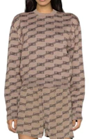 Shop (W) Balenciaga FW22 Jersey Marrón Cuello Redondo con Doble Estampado B. 704553T32539378