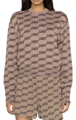 (W) 巴黎世家 FW22 雙B印花棕色圓領毛衣 704553T32539378 Shop (W) 巴黎世家 FW22 雙B印花棕色圓領毛衣 704553T32539378