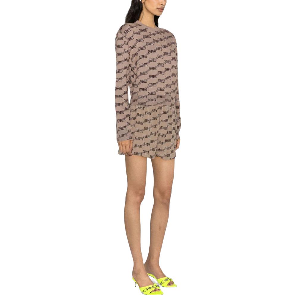 Details for (W) 巴黎世家 FW22 雙B印花棕色圓領毛衣 704553T32539378