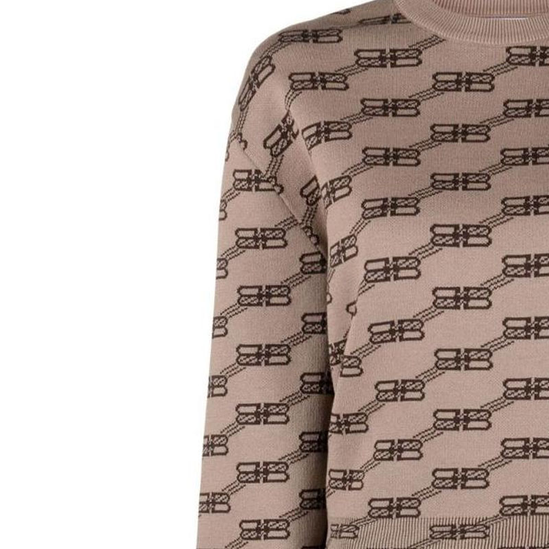 Sizing (W) 巴黎世家 FW22 雙B印花棕色圓領毛衣 704553T32539378