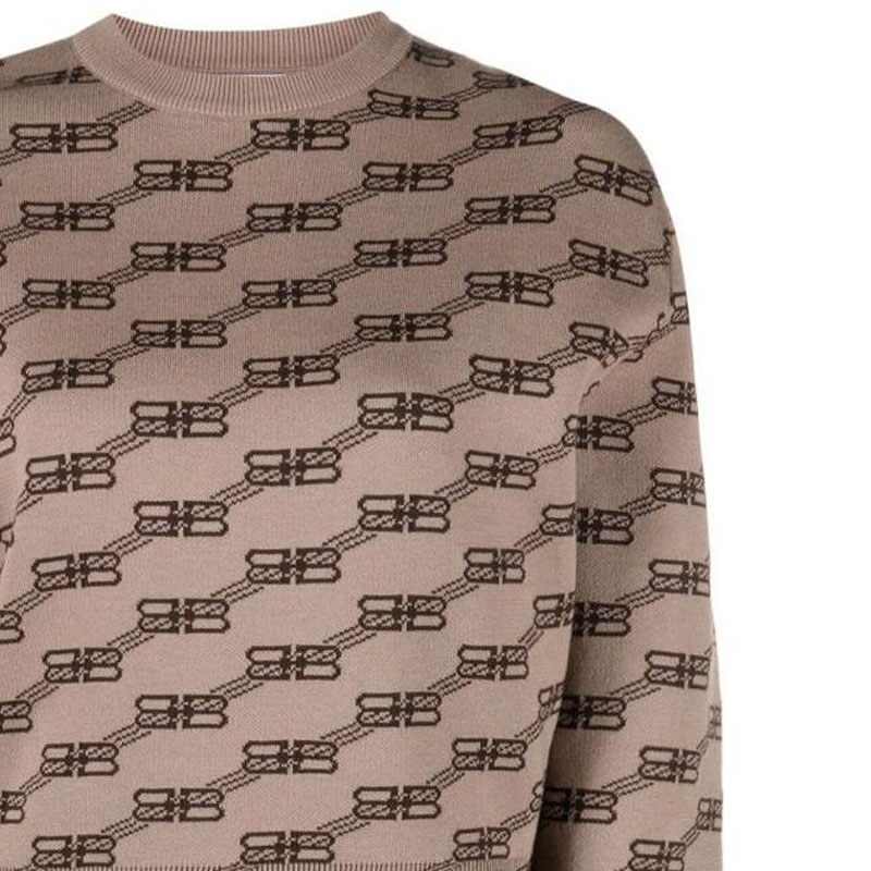 Cheap (W) 巴黎世家 FW22 雙B印花棕色圓領毛衣 704553T32539378