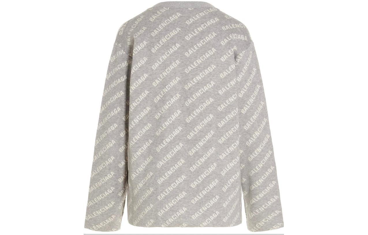 Lookbook (W) Cárdigan de Punto Gris Balenciaga FW22 Mujer con Estampado y Botones. 704456T32331461