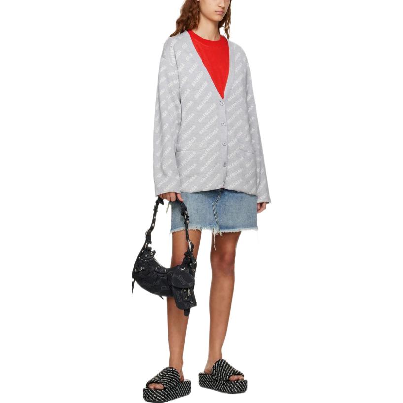 Details for (W) Cárdigan de Punto Gris Balenciaga FW22 Mujer con Estampado y Botones. 704456T32331461