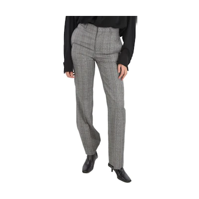 (Women) Balenciaga FW22 Grey Check Straight-Leg Pants Regular Fit Women 595066TGT17G9175