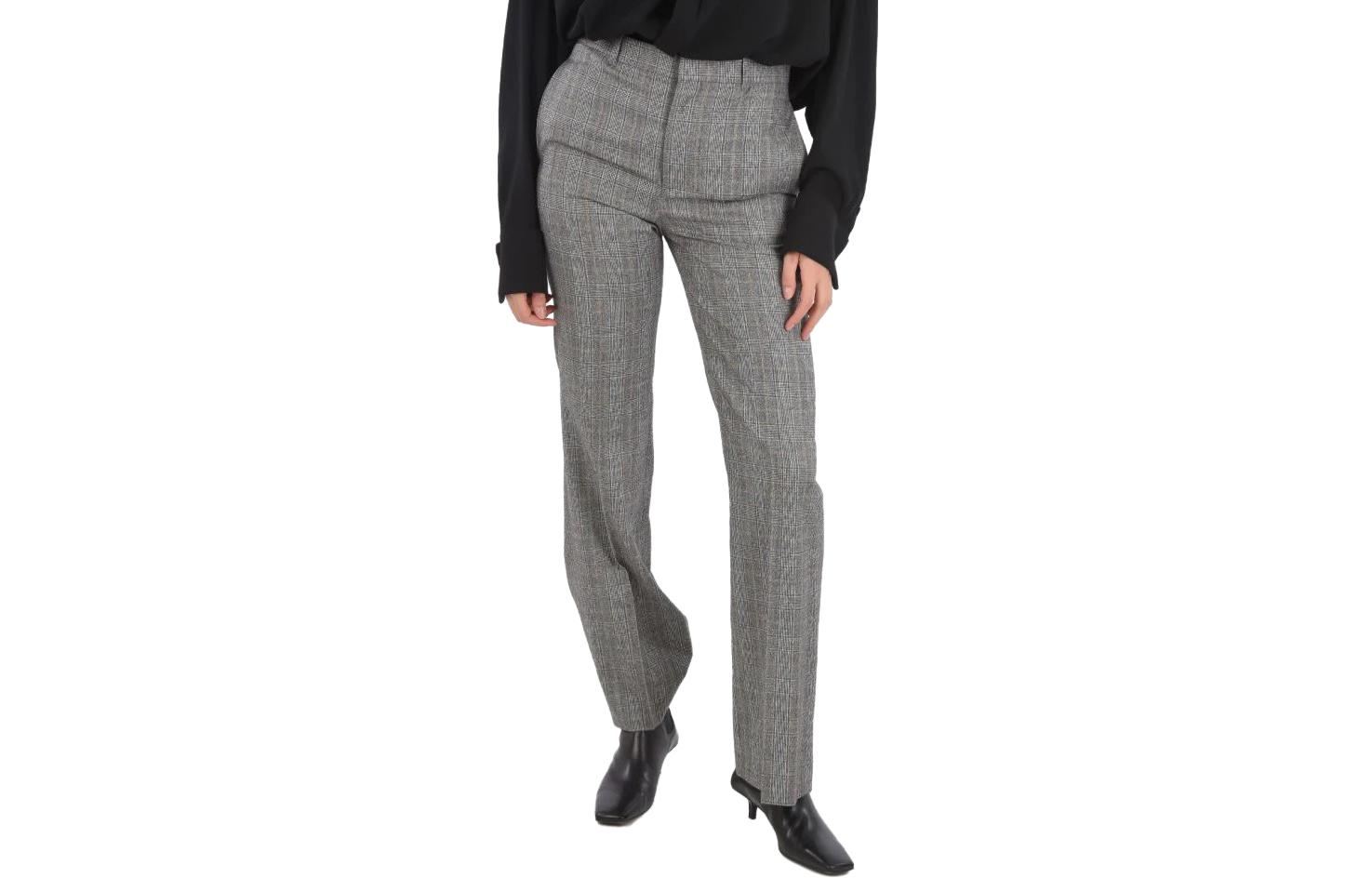 Order (W) 발렌시아가 FW22 그레이 체크 스트레이트 핏 팬츠 여성용 레귤러핏 595066TGT17G9175