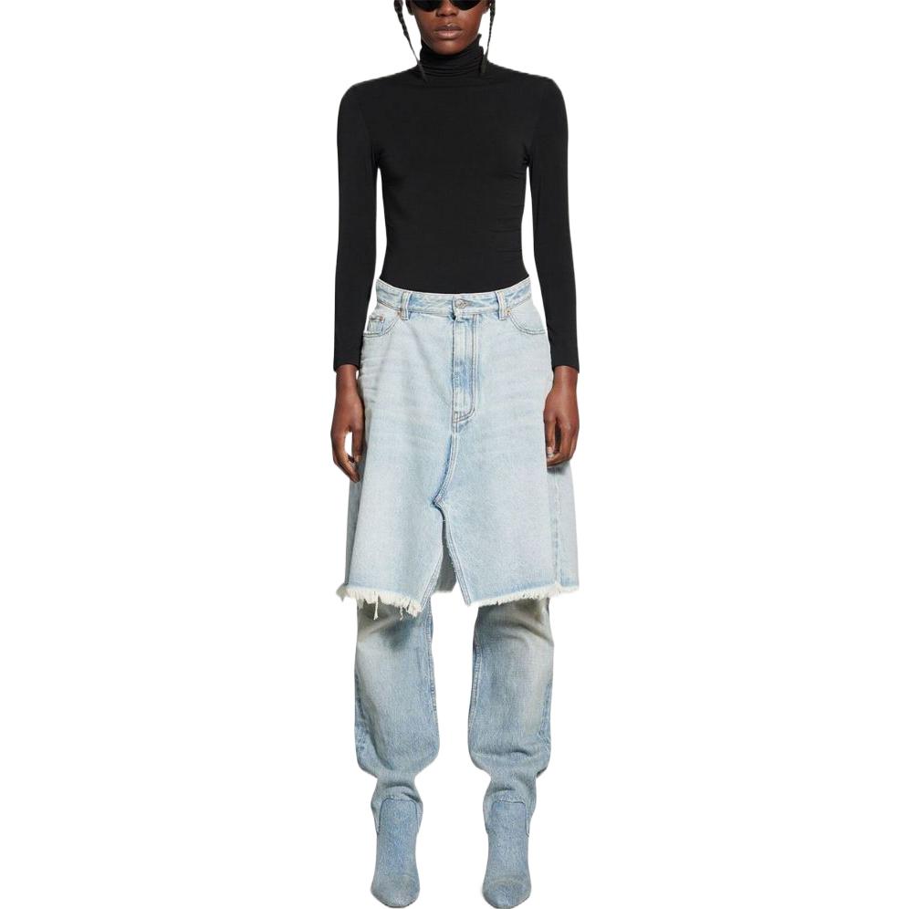 Shop (W) 발렌시아가 FW22 하이웨이스트 프린지 스커트 여성 라이트 블루 704546TDW144824