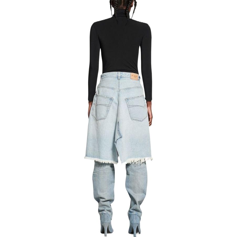 Purchase (W) 발렌시아가 FW22 하이웨이스트 프린지 스커트 여성 라이트 블루 704546TDW144824
