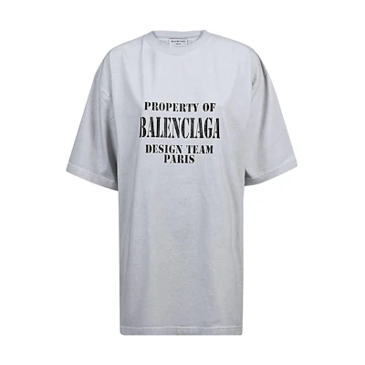 (Women) Balenciaga FW22 Letter Print Oversized T-Shirt Grey Regular Fit 641655TMVH89012